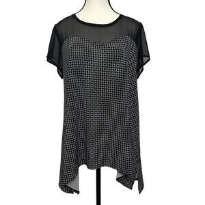 White House Black Market Black & White Shark Bite Top - Size L